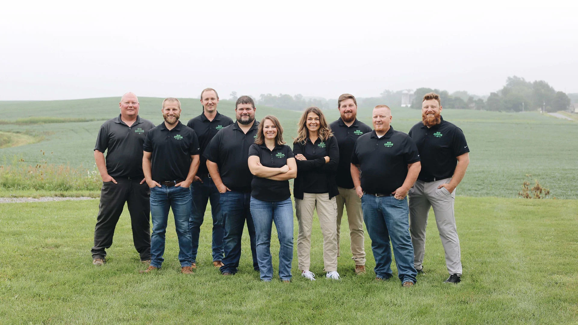 Big Greens team standing in a field in Ohio.
