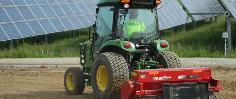 Solar farm field ground being serviced by professional in Indianapolis, IN.